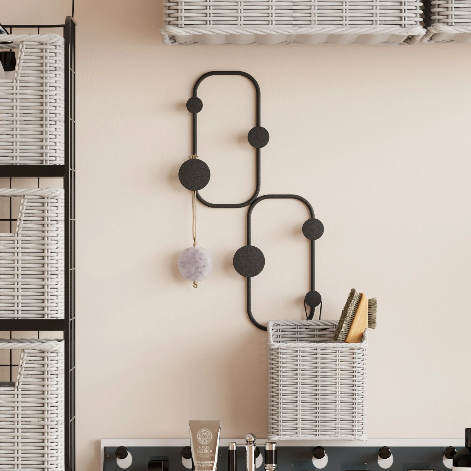 Varëse muri metalike, dizajn modern, ngjyrë e zezë, Wallity, Ladybug