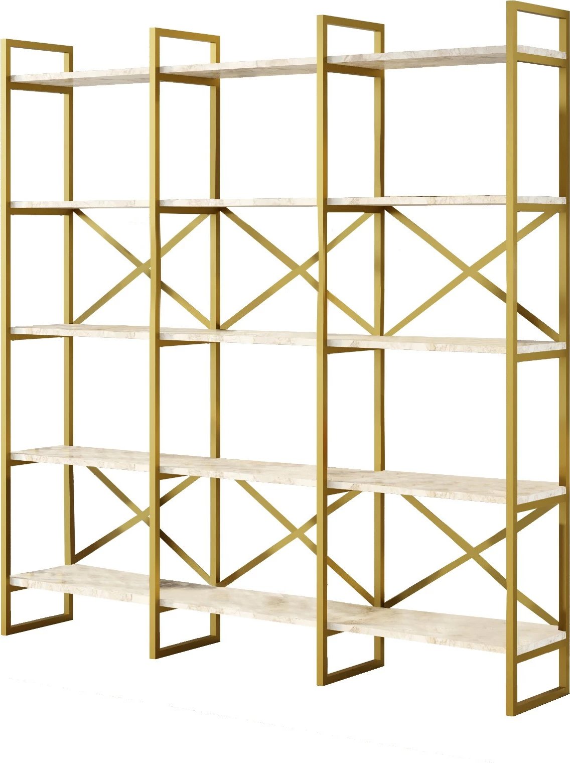 Raft librash Hanah Home, Vg6-Ge, mermer i bardhë, ar, shumë rafte