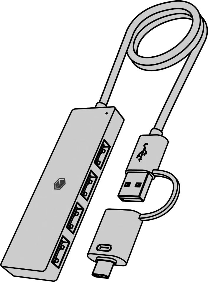 Kasë USB IcyBox IB-HUB1424-C3, 4 porta, USB 3.2 Gen 1, Type-C/Type-A, e zezë
