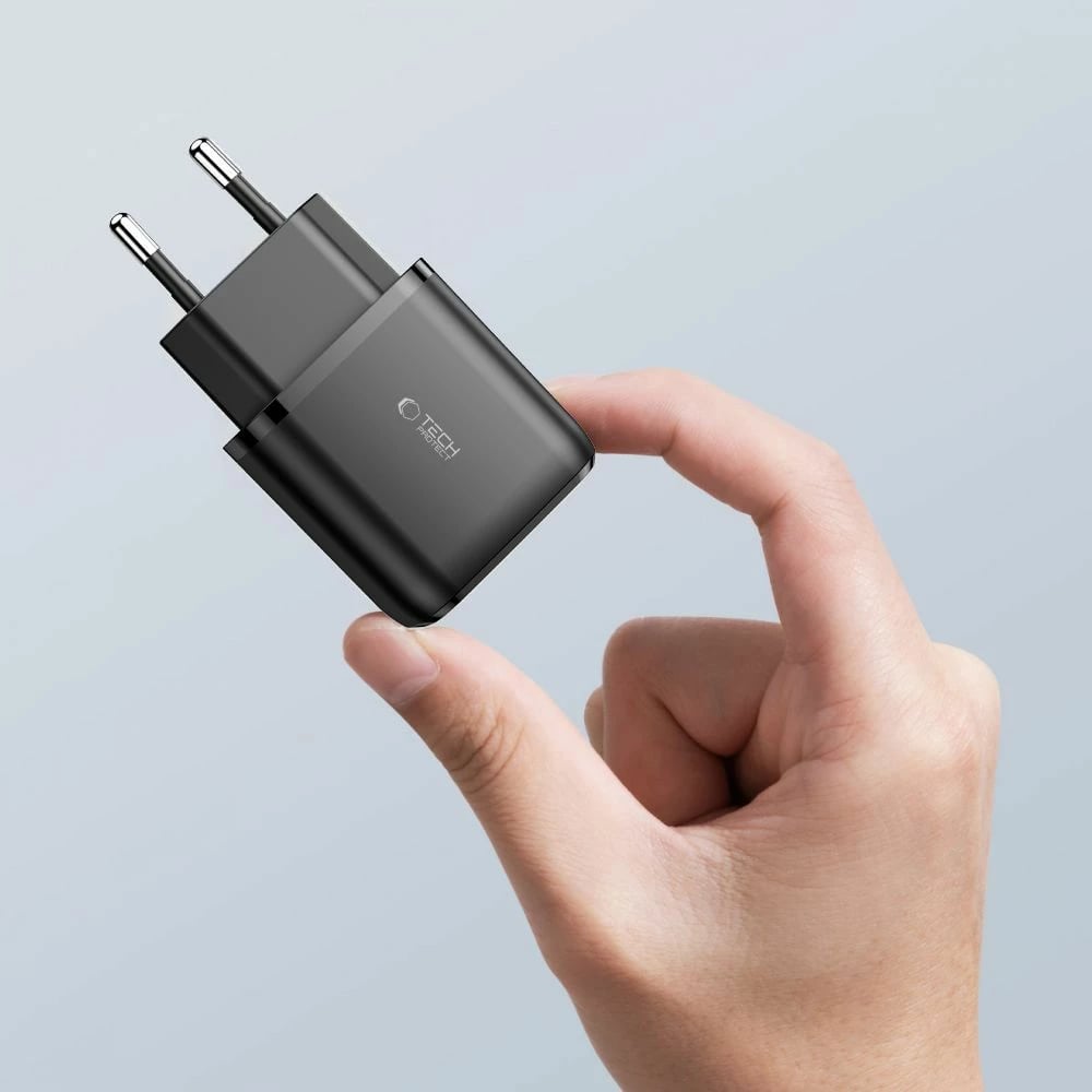 Karikues murit Tech-Protect C20W, 20W, 2 porta USB-C & USB-A, i zi
