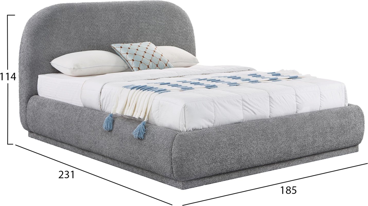 Krevat dopio me hapësirë për depo, stof chenille gri, NOCTIS CD726.01, dyshek 160x200cm