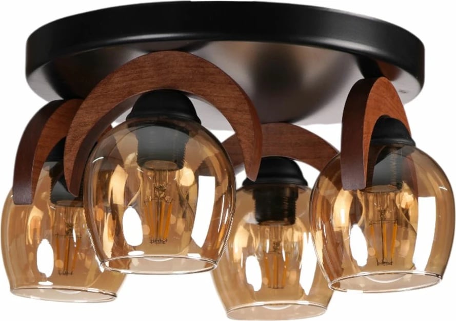 Llambadar Opviq, 9003-4, metal dhe dru, ngjyrë mjaltë, arre, e zezë