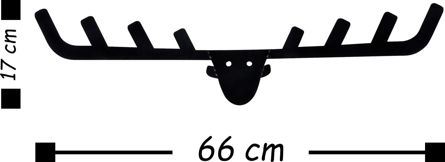 Varëse muri metalike, formë brirësh, ngjyrë e zezë, 66x17cm