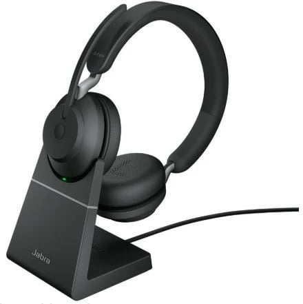 Kufje Jabra Evolve2 65 me bazë karikimi, Bluetooth, Stereo, Link380a MS, e zezë