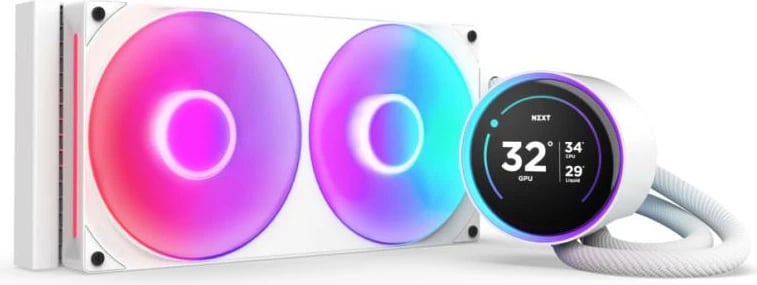 Ftohës ujor AIO CPU, NZXT Kraken Elite 280 RGB 2024 RL-KR28E-W2, 280mm, AMD AM4, i bardhë
