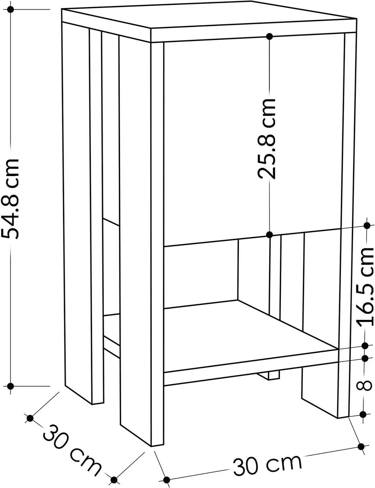 Komodinë anës shtratit Skye Decor, Ema, ngjyrë lis safir dhe e bardhë