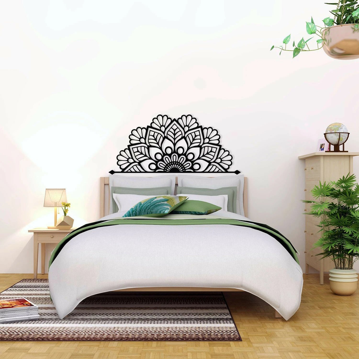 Aksesor dekorativ metalik për mur Wallity, Esila, ngjyrë e zezë, 160x71cm