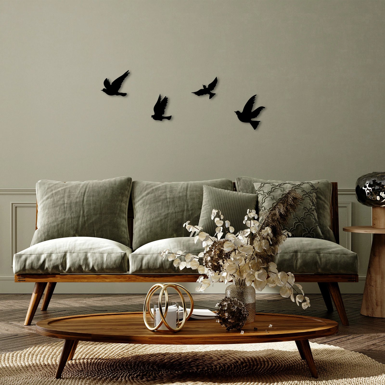 Aksesor dekorativ metalik për mur, Wallity, pëllumba - 289