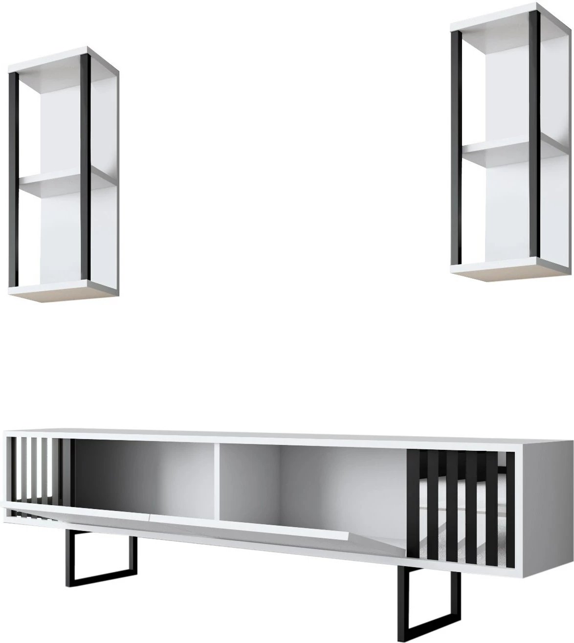 Set mobiljesh për dhomë dite Hanah Home, Chrome Line, bardhë/zi