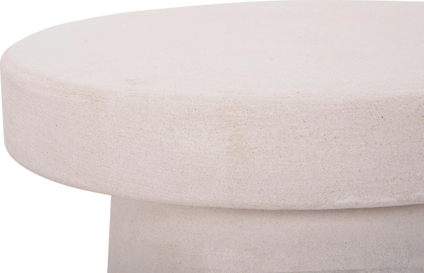 Tavolinë kafeje e rrumbullakët, seri Santorini, MDF, ngjyrë off-white, Φ48x49H cm.