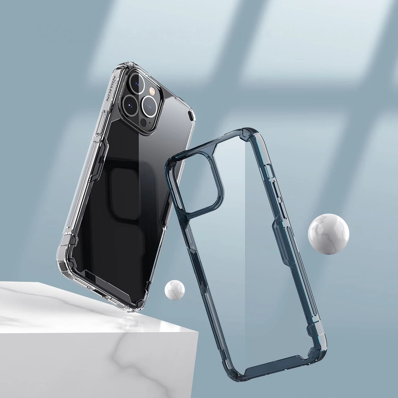 Mbështjellës Nillkin Nature Pro për iPhone 14 Pro Max, i blinduar, Blu/Transparent