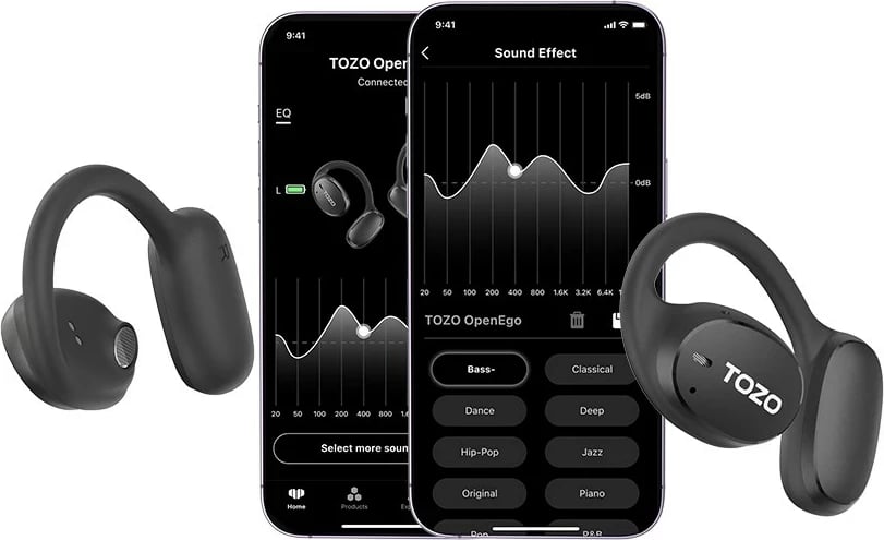 Kufje TOZO OpenEgo TWS Bluetooth, USB Type-C, Zezë