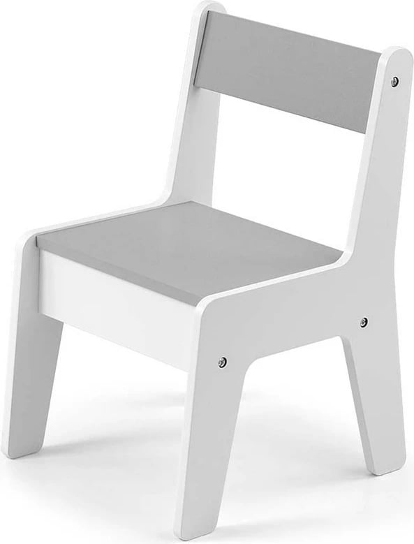 set tavolinë + 2 karrige fëmijësh, Milly Mally Olaf, kapak i dyanshëm me tabelë shkumësi, hapësira magazinimi, MDF, gri