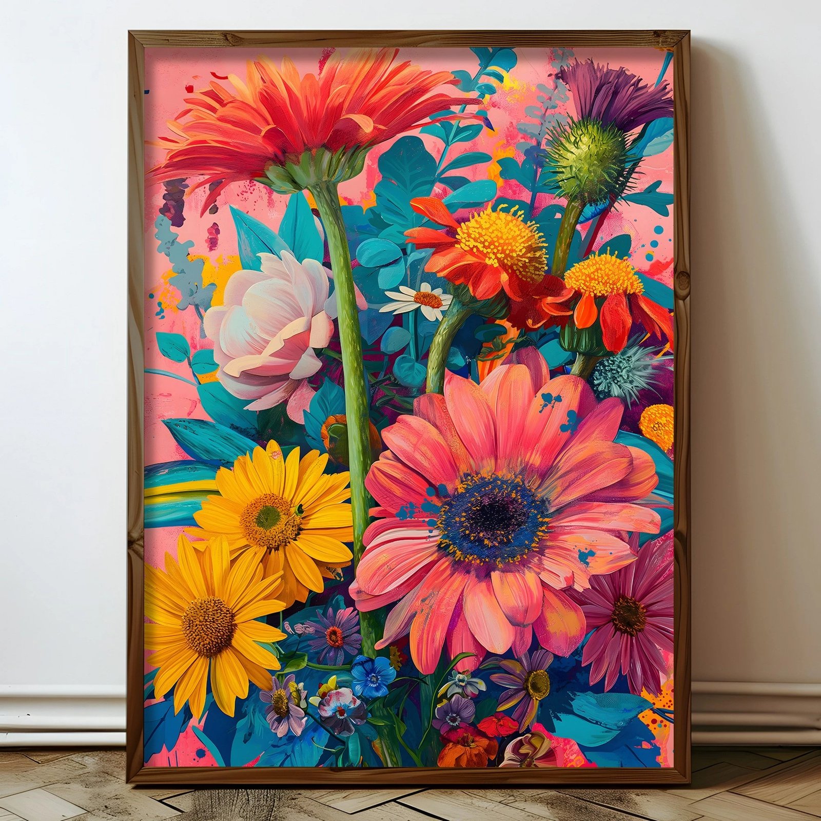 Pikturë dekorative me kornizë MDF, shumëngjyrëshe, HUM079, 50x70x3.5cm