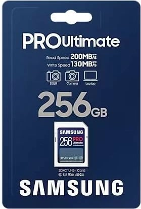 Kartë SD Pro Ultimate, Samsung, MB-SY256S/WW, 256GB, SDXC UHS-I U3 V30, lexim 200MB/s shkrim 130MB/s
