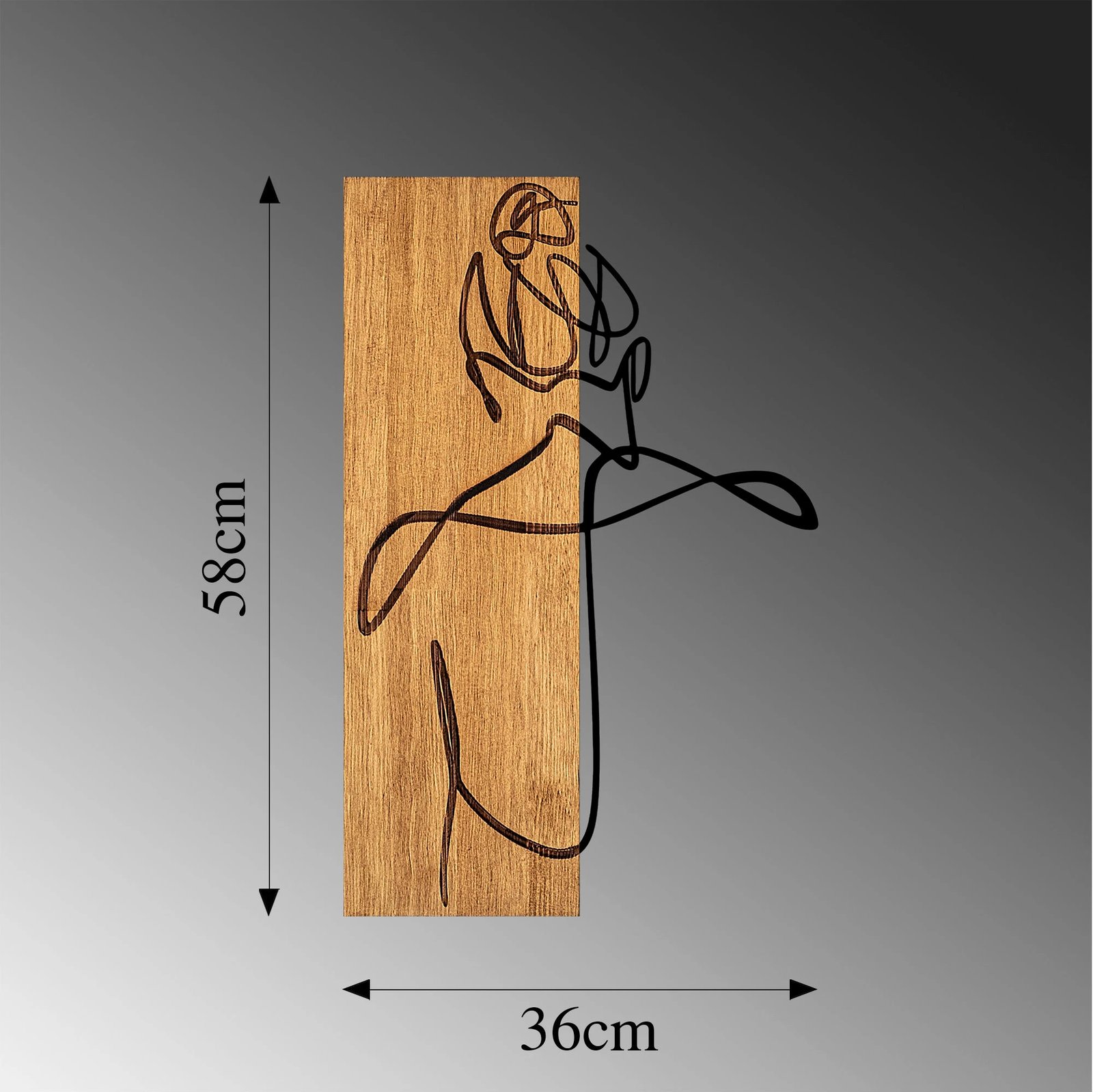 Aksesor dekorativ për mur, dru arre dhe metal, Wallity MA-295