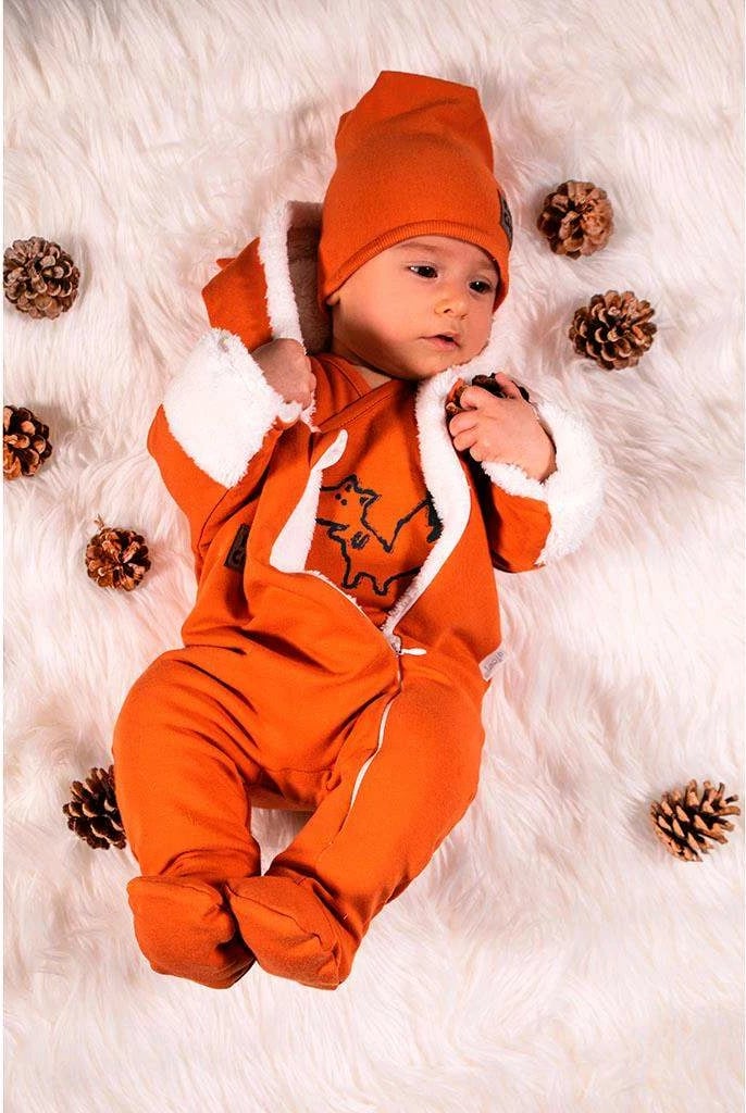 kapuç bebe Nicol Fox Club, pambuk 100%, madhësia 92/98, portokalli