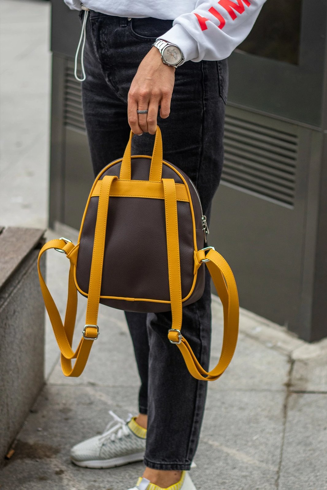 Çantë shpine Zoozie Bags Oslo, kafe-verdhë