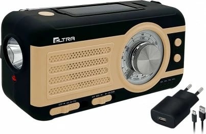 Radio portabile Eltra SAHARA Tourist WB-1, FM/AM, dritë LED, panel diellor, e zezë/rërë