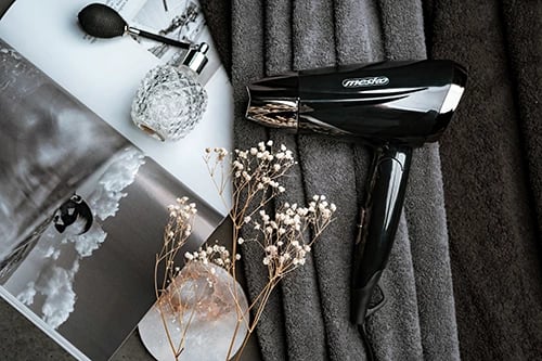 Tharëse flokësh, Mesko (Adler), MS2264, 1400W, palosshme, 2 nivele temperaturë dhe shpejtësie, e zezë me pjesë dekorative krom