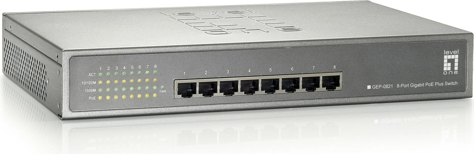 Switch LevelOne 8-Port Gigabit PoE, 123.2W, Rack mounting