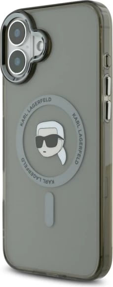 Mbështjellës Karl Lagerfeld IML Metal Karl Head MagSafe për iPhone 16, Zi