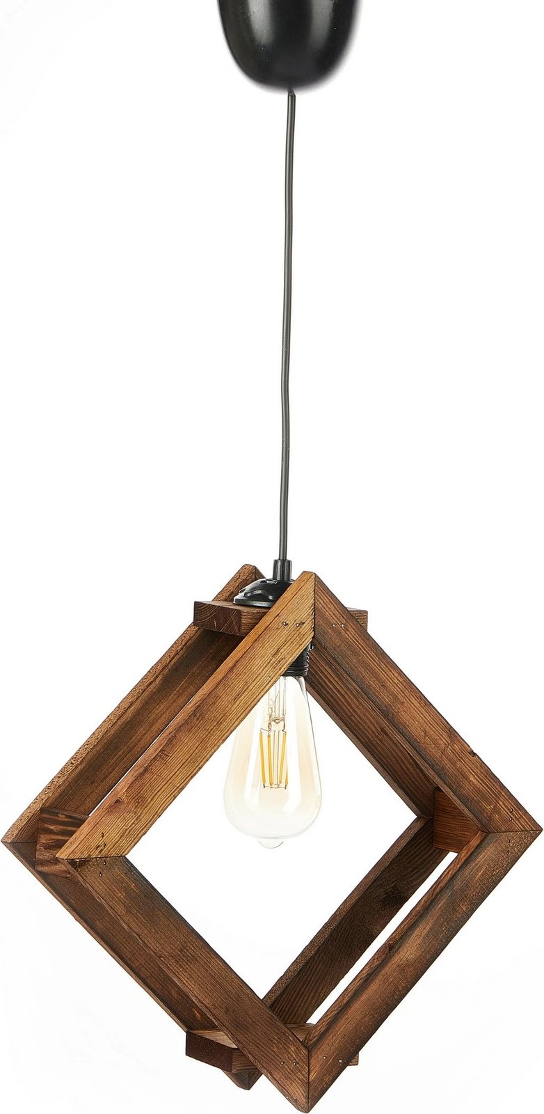 Llambë tavani Opviq, formë katrore, ngjyrë kafe, trup druri