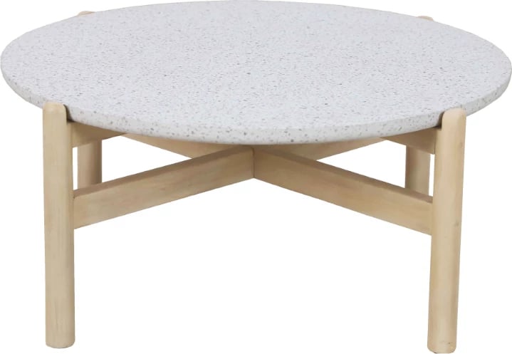 Tavolinë kafeje terrazzo, ngjyrë natyrale e çelët, 84.4x84.4x37 cm