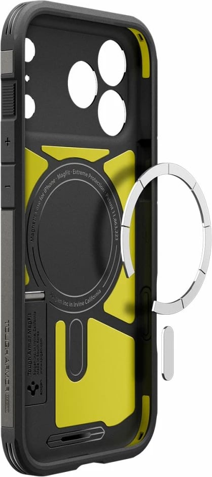 Mbështjellës Spigen Tough Armor "T" MagSafe për iPhone 17 Pro / 17 Pro Max, mbrojtje e fortë TPU+PC me shkumë, MagSafe, gri