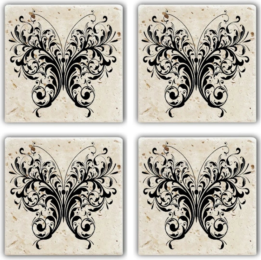 Set katrorësh dekorativë prej guri natyral, shumëngjyrësh, Hermia, TBA573852042 (4 copë)