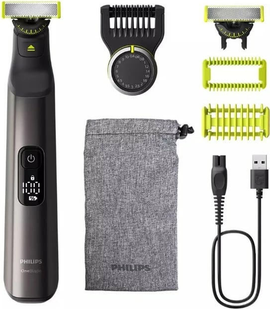 Makinë rroje, Philips, OneBlade Pro 360 QP6552/15, 120 min, IPX7, ekran LED, e zezë, set Face+Body