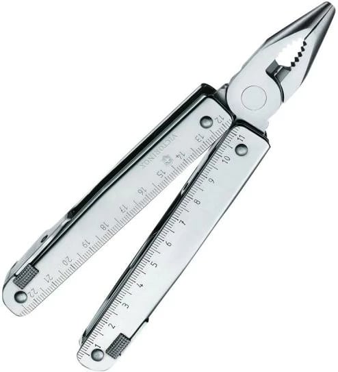 Multitool Victorinox SwissTool X Plus V-3.03 38.L, 39 funksione, me këllëf lëkure, argjendtë