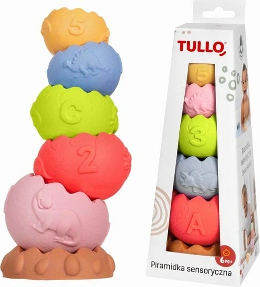 Piramidë sensorike Tullo edukative, 5 elemente, ngjyra të ndryshme