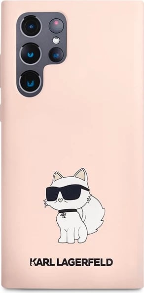 Mbështjellës Karl Lagerfeld KLHCS23LSNCHBCP për Samsung Galaxy S23 Ultra, silikon, rozë