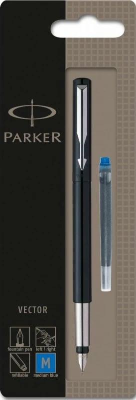 Stilolaps PARKER Vector, i zi, medium, ngjyrë shkrimi blu