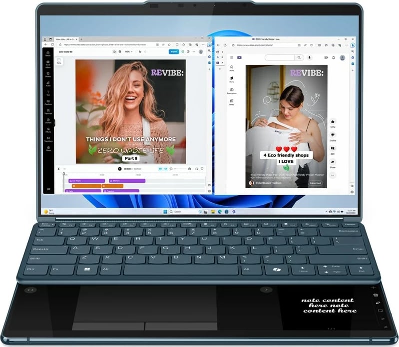 Kompjuter hibrid Lenovo Yoga Book 9 13IMU9, Intel Core Ultra 7 155U, 32 GB RAM, 512 GB SSD, 13.3" 2.8K Touch, Teal + tastierë & maus