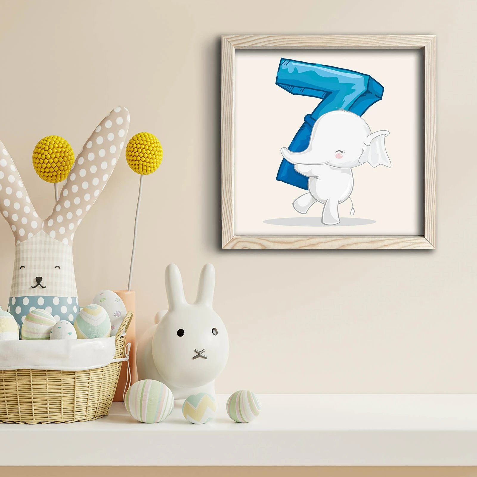 Pikturë dekorative me kornizë, MDF, Wallity, 3333KCT-008, blu dhe bardhë, 33x33cm