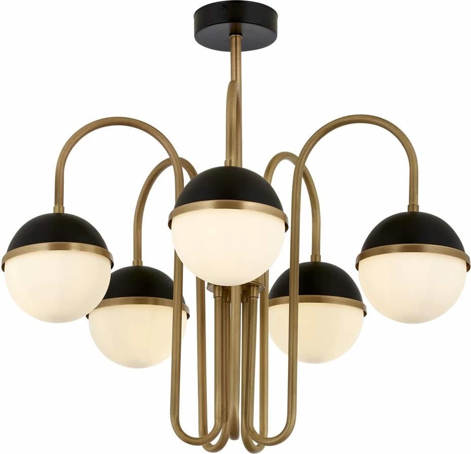 Llambë tavani Opviq, Av-1895-5E, metal dhe qelq, ngjyrë e zezë dhe vintage