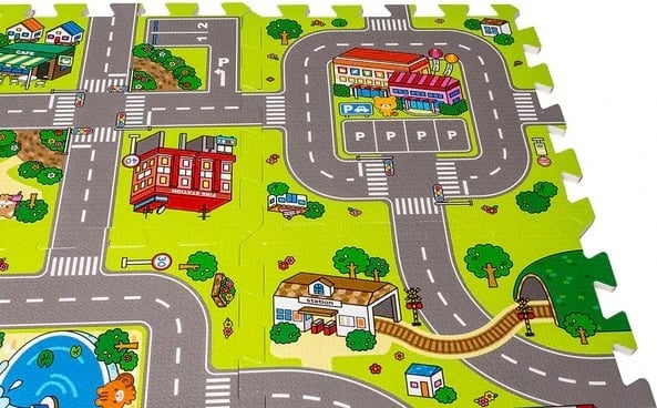 Tapet loje prej shkumë ASKATO 112954, City, shumëngjyrësh, 9 pjesë puzzle