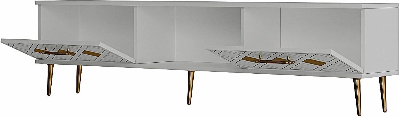 Komodë TV Skye Decor, e bardhë, e artë