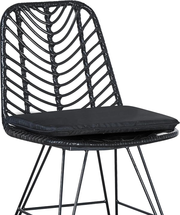 Karrige për kopsht Naoki me jastëk pe ngjyrë e zezë-metal këmbë e zezë 44x58x82cm