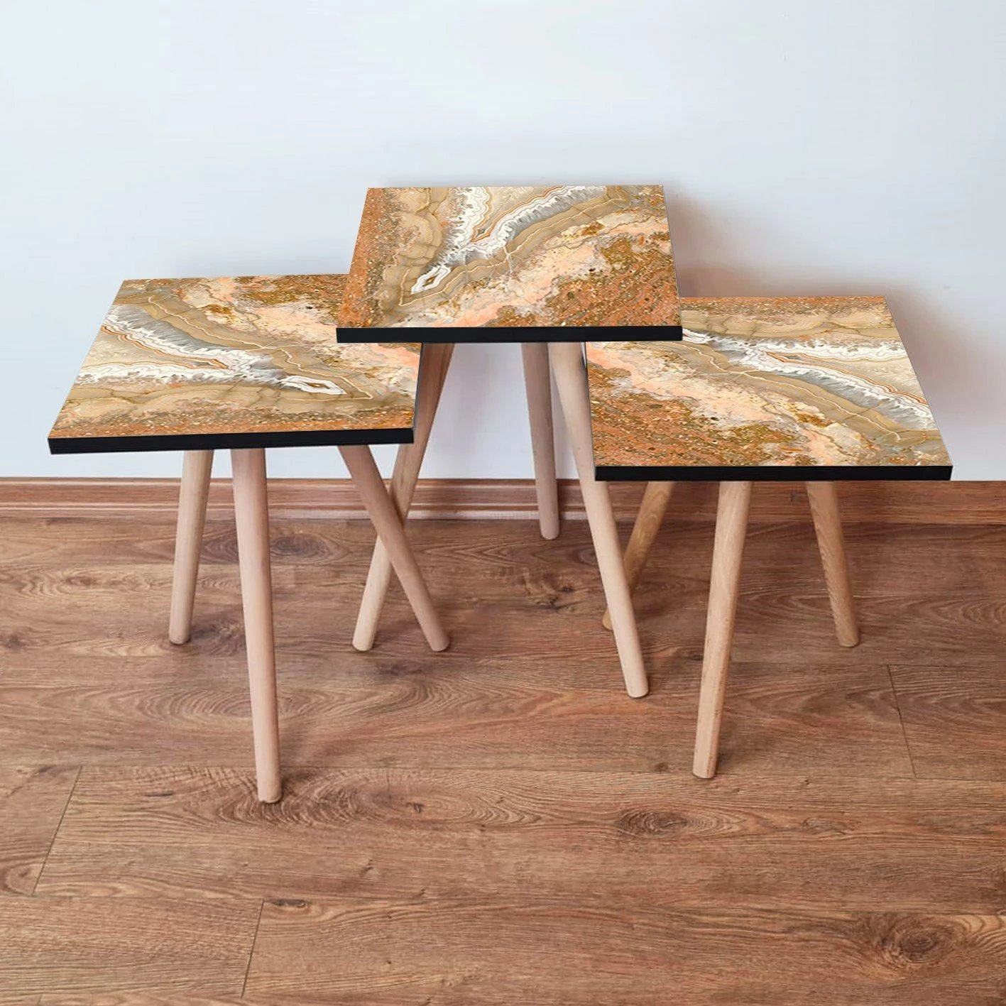 Set tavolina të ndërlidhura, 3 copë, Skye Decor, portokalli, 3Shp77