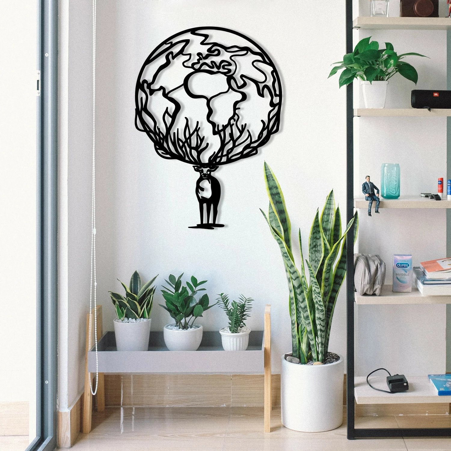 Aksesor dekorativ metalik për mur Wallity, Confused, ngjyrë e zezë, 44x60cm