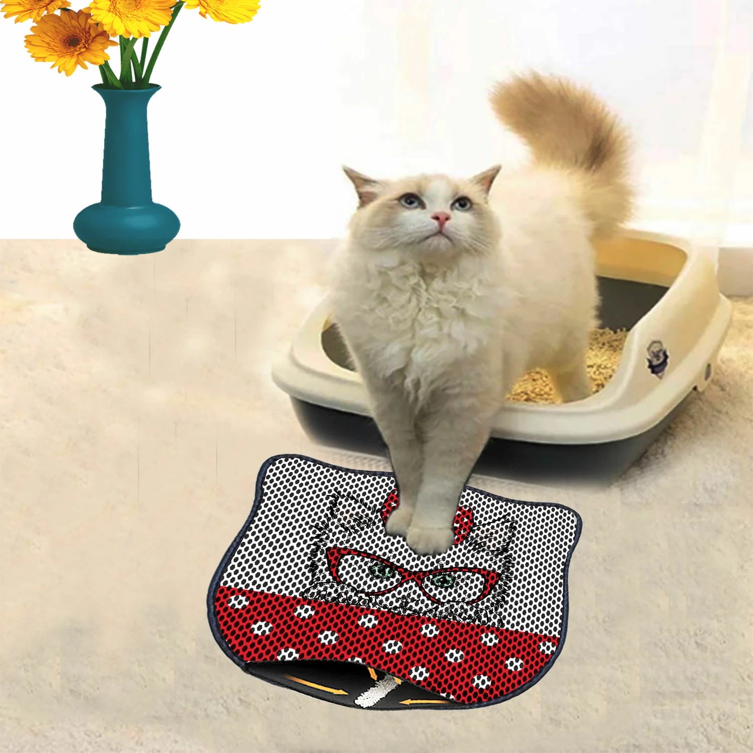 Tapet për rërë mace, shumëngjyrësh, Paws & Whiskers, Kdkafa0256, 40x50cm