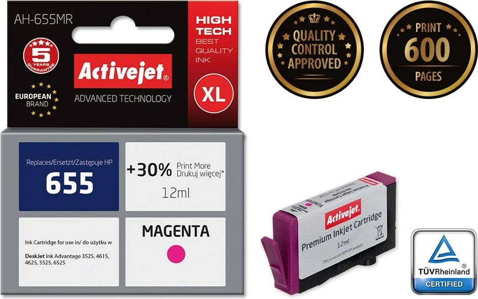 Ngjyrë zëvendësuese Activejet AH-655MR për printer HP, 12 ml, e vjollcë