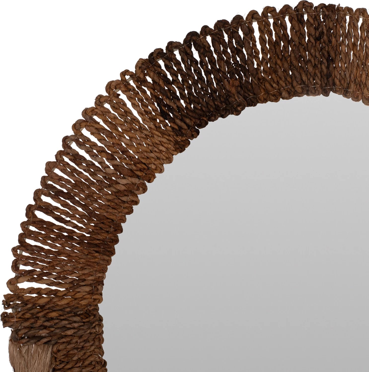 Pasqyrë rrethore me kornizë prej fibrash abaca, ngjyrë natyrale, 70x4x90H cm, FH7804