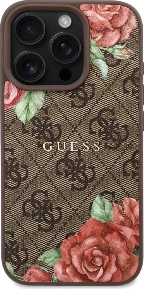 Mbështjellës Guess GUHMP16LP4ROPEMCW për iPhone 16 Pro 6.3", hardcase, MagSafe, kafe