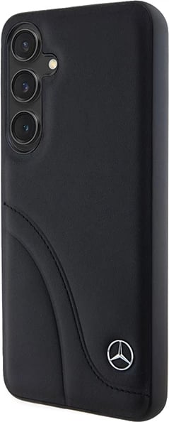 Mbështjellës Mercedes Leather Curved Stitches për Samsung Galaxy S24+, e zezë