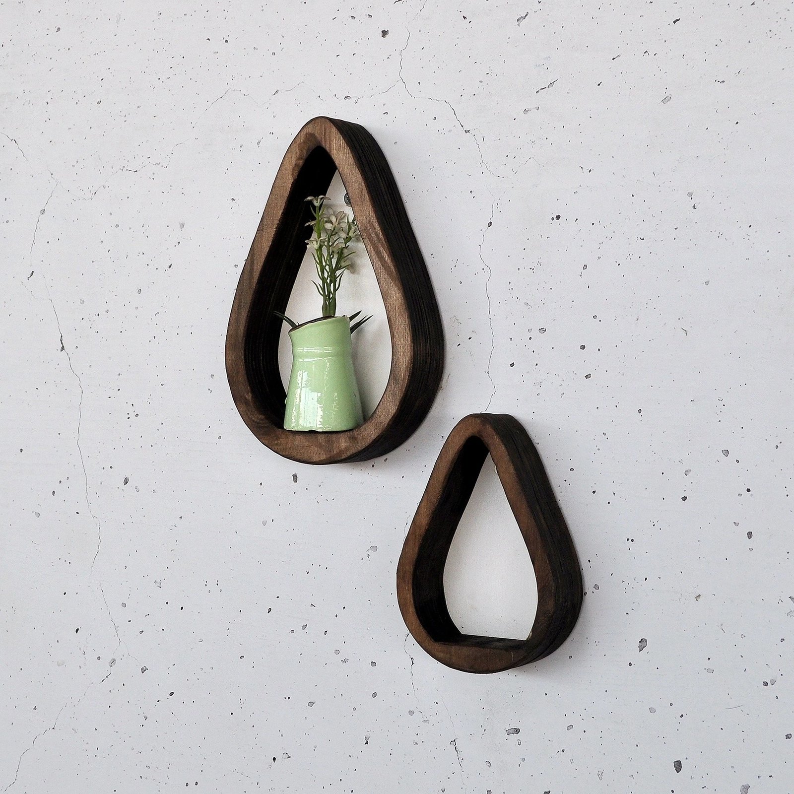 Raft dekorativ prej druri për mur, Hanah Home, Raf292 (set me 2 copë)