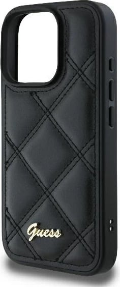 Mbështjellës Guess Quilted Metal për iPhone 16 Pro Max, i zi